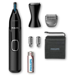 Aparador de pelos do nariz, orelhas e sobrancelhas, marca Philips cor preto quarta vista