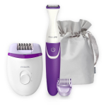 Depiladora e miniaparador em estojo de cetim, marca Philips cor branco sexta vista