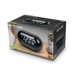 Rádio-despertador redondo e compacto com ecrã digital para a hora cor preto quarta vista