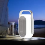 Colunas brancas com luz ambiente multicolor e pega superior marca Muse cor branco