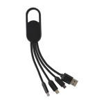 Conjunto de cabos de carga 4 em 1 com mosquetão e logótipo iluminado cor preto primeira vista