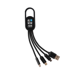 Conjunto de cabos de carga 4 em 1 com mosquetão e logótipo iluminado cor preto vista principal