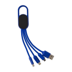 Conjunto de cabos de carga 4 em 1 com mosquetão e logótipo iluminado cor azul primeira vista