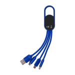 Conjunto de cabos de carga 4 em 1 com mosquetão e logótipo iluminado cor azul quarta vista