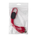 Conjunto de cabos de carga 4 em 1 com mosquetão e logótipo iluminado cor vermelho segunda vista