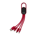 Conjunto de cabos de carga 4 em 1 com mosquetão e logótipo iluminado cor vermelho terceira vista