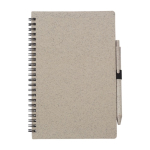 Caderno e caneta de palha de trigo a condizer, folhas A5 pautadas cor castanho primeira vista