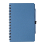 Caderno e caneta de palha de trigo a condizer, folhas A5 pautadas cor azul primeira vista