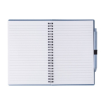 Caderno e caneta de palha de trigo a condizer, folhas A5 pautadas cor azul terceira vista