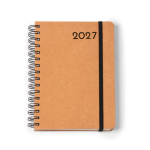 Agenda A5 com argolas e capa em pele reciclada cor castanho segunda vista