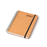 Agenda A5 com argolas e capa em pele reciclada cor castanho vista detalhe 1
