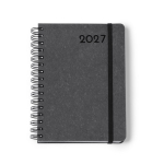 Agenda A5 com argolas e capa em pele reciclada cor preto segunda vista