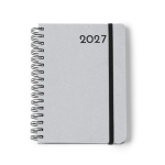 Agenda A5 com argolas e capa em pele reciclada cor cinzento segunda vista