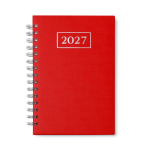 Agenda A5 com argolas e capa em pele sintética cor vermelho segunda vista