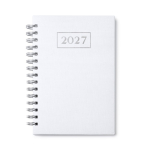 Agenda A5 com argolas e capa em pele sintética cor branco segunda vista