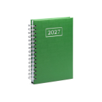 Agenda A5 com argolas e capa em pele sintética cor verde primeira vista de uso