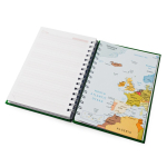 Agenda A5 com argolas e capa em pele sintética cor verde vista detalhe 2