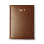 Agenda em formato B5 com capa de polipele acolchoada cor castanho segunda vista