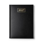 Agenda em formato B5 com capa de polipele acolchoada cor preto segunda vista