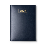 Agenda em formato B5 com capa de polipele acolchoada cor azul-marinho segunda vista