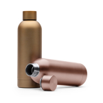 Garrafa térmica de aço inoxidável com acabamento brilhante 550 ml cor rosa ouro vista detalhe 1