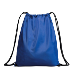 Mochila de cordão de poliéster 210D com ilhós metálicos cor azul real primeira vista de uso