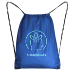 Mochila de cordão de poliéster 210D com ilhós metálicos cor azul real vista detalhe 1