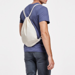 Mochila de cordão natural de algodão com cordão ajustável cor natural vista detalhe 2