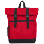 Mochila de poliéster 900D com topo enrolável e correias de fecho cor vermelho segunda vista