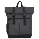 Mochila de poliéster 900D com topo enrolável e correias de fecho cor cinzento segunda vista
