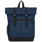 Mochila de poliéster 900D com topo enrolável e correias de fecho cor azul-marinho segunda vista