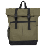 Mochila de poliéster 900D com topo enrolável e correias de fecho cor verde militar segunda vista