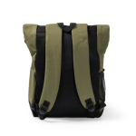 Mochila de poliéster 900D com topo enrolável e correias de fecho cor verde militar vista detalhe 1
