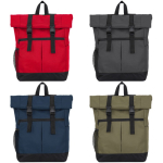 Mochila de poliéster 900D com topo enrolável e correias de fecho cor verde militar vista detalhe 5