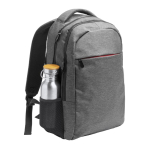 Mochila de poliéster marmoreado com compartimento para PC cor preto mate primeira vista de uso