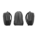 Mochila de poliéster marmoreado com compartimento para PC cor preto mate vista detalhe 2