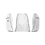 Mochila de cordão multiusos com bolso com fecho de correr frontal cor branco vista detalhe 1