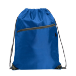 Mochila de cordão multiusos com bolso com fecho de correr frontal cor azul real primeira vista de uso