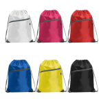 Mochila de cordão multiusos com bolso com fecho de correr frontal cor azul real vista detalhe 2