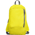 Mochila de poliéster com bolso frontal e alças ajustáveis cor amarelo segunda vista