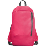 Mochila de poliéster com bolso frontal e alças ajustáveis cor cor-de-rosa segunda vista