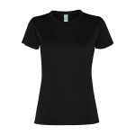 T-shirt manga curta poliéster reciclado para mulher 100 g/m2 Roly Direct Slam cor preto segunda vista