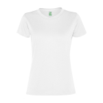 T-shirt manga curta poliéster reciclado para mulher 100 g/m2 Roly Direct Slam cor branco segunda vista