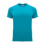 T-shirt técnica manga curta tecido control dry 135 g/m2 Roly Direct Bahrain cor turquesa segunda vista