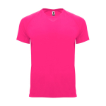 T-shirt técnica manga curta tecido control dry 135 g/m2 Roly Direct Bahrain cor rosa fluorescente segunda vista