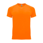 T-shirt técnica manga curta tecido control dry 135 g/m2 Roly Direct Bahrain cor cor-de-laranja fluorescente segunda vista
