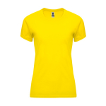T-shirt técnica justa de poliéster para mulher 135 g/m2 Roly Direct Bahrain cor amarelo segunda vista