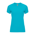 T-shirt técnica justa de poliéster para mulher 135 g/m2 Roly Direct Bahrain cor turquesa segunda vista