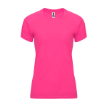 T-shirt técnica justa de poliéster para mulher 135 g/m2 Roly Direct Bahrain cor rosa fluorescente segunda vista