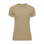 T-shirt técnica justa de poliéster para mulher 135 g/m2 Roly Direct Bahrain cor areia segunda vista